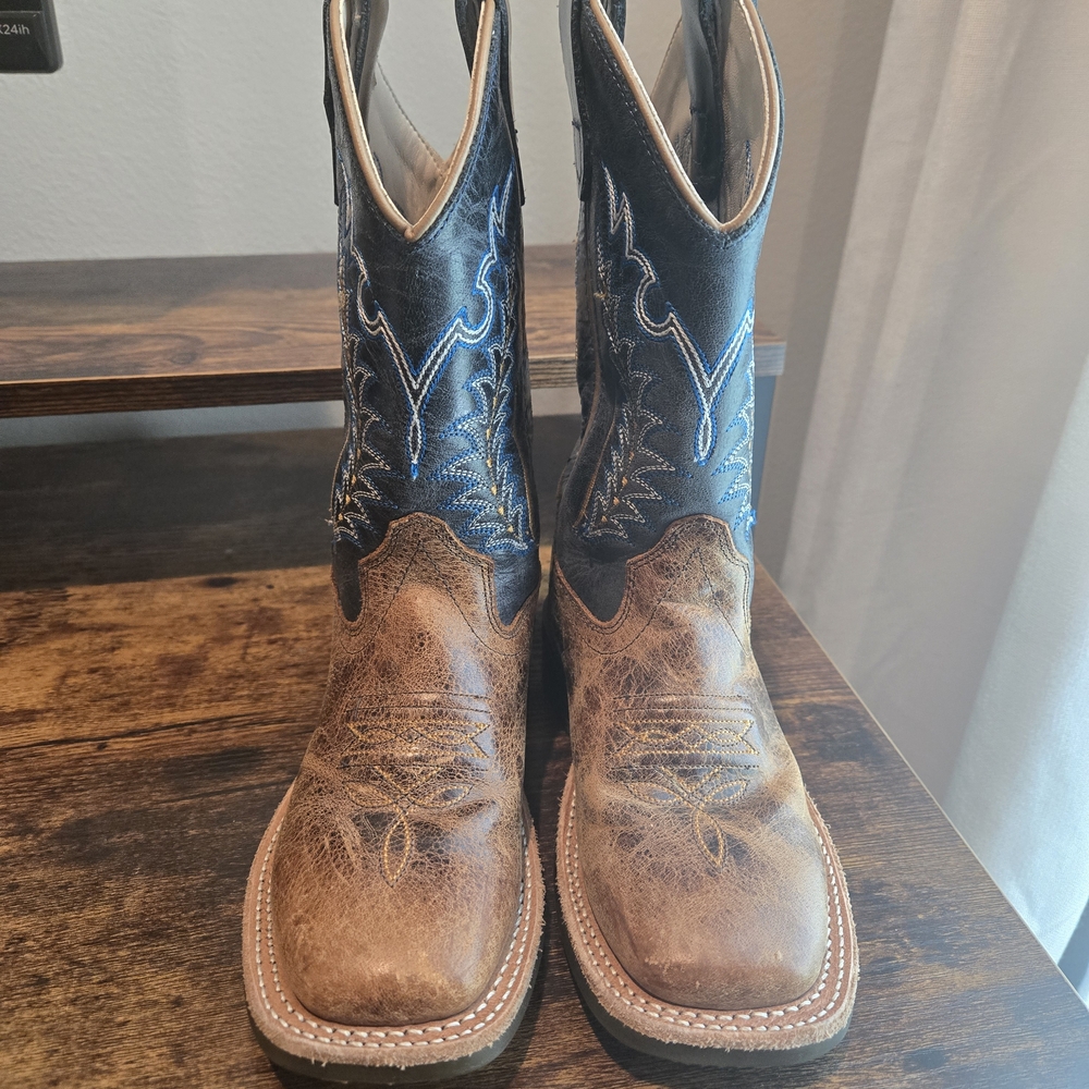Boy's Western Work Boots - Brown & Black Leather